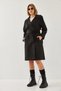 Women's Black Front Aller Detailed Double-Breasted Trench Coat 8118 60451015 - 2