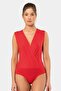 Women's 47% Modal, 47% Cotton, 6% Elastane Double-Breasted Collar Sleeveless Snap Fastener Bodysuit