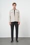 Men's Beige Knitted Polo Collar Jacquard Pattern No Slits Slim Fit Classic Coat 1007245160 - 2