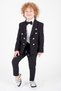 Striped Sports Kids Jacket, T-Shirt, Jogger Pants Set Mnk5695 Black - 2