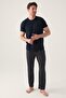 Striped Crew Neck Summer Men's Pajamas Set, Plus Size Pajama Set, 100% Cotton