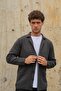 Men's Double Breasted Collar Buttoned Pocket Knitwear Cardigan Anthracite 23w220 - 4