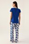 Crew Neck Pocket Summer Women's Pajamas Set, 100% Cotton - 4