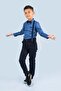 Printed Oxford Boys' Suit Mnk0479 Dark Blue - 2