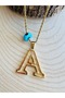 GOLD COLOR NAZAR BEADED A LETTER STEEL NECKLACE ACR6251
