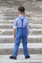 Plaid Pattern Gabardine Trousers Suspender Children's Suit Mnk0436 Indigo - 4