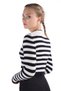 Ecru Striped Bearded Soft Sweater 6618 - 4
