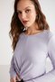 Genesıs Women's Slim Fit Slim Fit Front Ribbed Drape Detail Round Neck Crop Lilac Blouse - 4