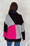 Women's Pink Standard Size Stone Buttoned Denim Detailed Design Oversize Knitwear Cardigan - 6