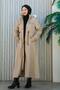 Hooded Long Coat with Tie Waist, Snaps and Zipper Detail Brc6267 - 6