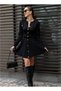 Black Gold Buttoned Knit Pleated Cardigan Skirt Set Suitable for XS-S-M Size.