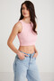 Joyce Women's Slim Fit Slim Fit Zero Sleeve Crew Neck Knitted Crop Pink Tank Top - 3