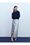 Women's Standard Fit Plain Metallic Skirt - 3