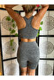 Melange Sports Shorts Bralet Leggings Set - 2