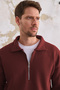 Men's Half Zip Regular Fit Sweatshirt Dried Rose - 3