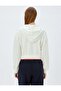 Crop Hooded Zipper Sweatshirt 5Wak10056Ek Ecru - 3