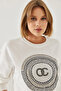 Women's White Stone Embroidered Sweatshirt 1562 60251965 - 4