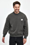 Men's High-Necked Embroidered Oversized Sweatshirt Smoked - 5