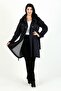 Women's Navy Blue Lined Water Repellent Bondit Plus Size Trench Coat - 6