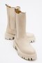 Women's Flooter Thick Serrated Sole Flexible Side Strap Boots Real Leather Hj 2117Z Beige - 2