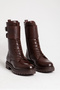 Deriklub Women's Boots Thick Sole Zippered Belt Buckle Casual Boots Real Leather Br 06146 Brown - 2