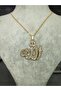 Allah Written Gold Plated Zicron Embroidered Necklace - 2