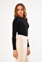 Women's Black Basic Round Neck Long Sleeve Blouse - Floris - 3