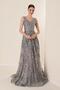 Thick Straps Lined Silvery Flock Printed Long Dress - 2