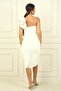 Women's One-Shoulder Flounce-Stoned Lined Crepe Dress - 4