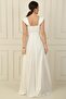 Spaghetti Strap Stone Detailed Square Neck Lined Long Satin Dress - 4