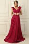 Low-Sleeve Draped Lined Glittery Long Dress - 3