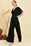 Double Breasted Collar Single Sleeve Jewel Detailed Pocket Crepe Jumpsuit - 2