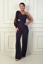 Women's Single Sleeve Stone Rope Strap Low Waist Crepe Jumpsuit - 2