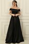 Spaghetti Strap Stone Detailed Square Neck Lined Long Satin Dress