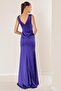 Women's Front Draped Flounce Lined Long Satin Dress - 5
