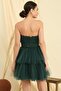 Waist Belted Lined Skirt Layered Tulle Dress - 4