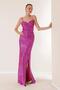 Long Sequined Dress with Rope Straps, Draped on the Front, Lace Up on the Back and Lined - 2