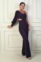 Women's Single Sleeve Stone Rope Strap Low Waist Crepe Jumpsuit