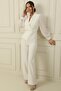 Double Breasted Collar Sleeves Chiffon Bead Detailed Jumpsuit - 3