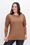 Stone Stripe Pattern Long Sleeve Plus Size Lycra Viscose Blouse