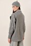Oversize Lined Cashmere Jacket with Cuff Sleeves Pockets - 5