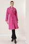 Handkerchief Collar Lined Imported Cashmere Coat with Waist Belt Bag Pocket