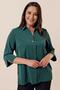 Polo Neck Quarter Sleeve Plus Size Blouse