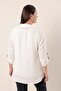 Sleeve Fold Pocket Stripe Neck Jacket Transverse Stripe Blouse Plus Size Viscose 2-Piece Set - 4