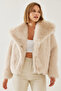 Women's Beige Fur Araboy Coat 2429 60351214 - 7