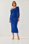 Women's Cobalt blue Patterned Candy Fabric Lined Dress 4435 60351212 - 5