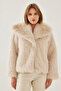Women's Beige Fur Araboy Coat 2429 60351214 - 4