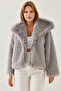 Women's Gray Fur Araboy Coat 2429 60351214 - 5