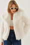 Women's White Fur Araboy Coat 2429 60351214