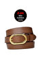 Women's Light Brown Belt with 100% Genuine Leather, Gold Color Buckle 2cm; Dress, Pants Belt_2Oval